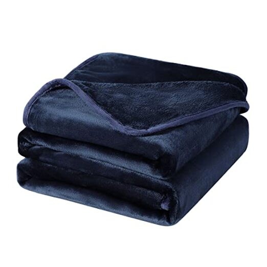 Soft 330GSM Navy Blue Fleece Blanket for Full/Queen Bed 78x90 Inches