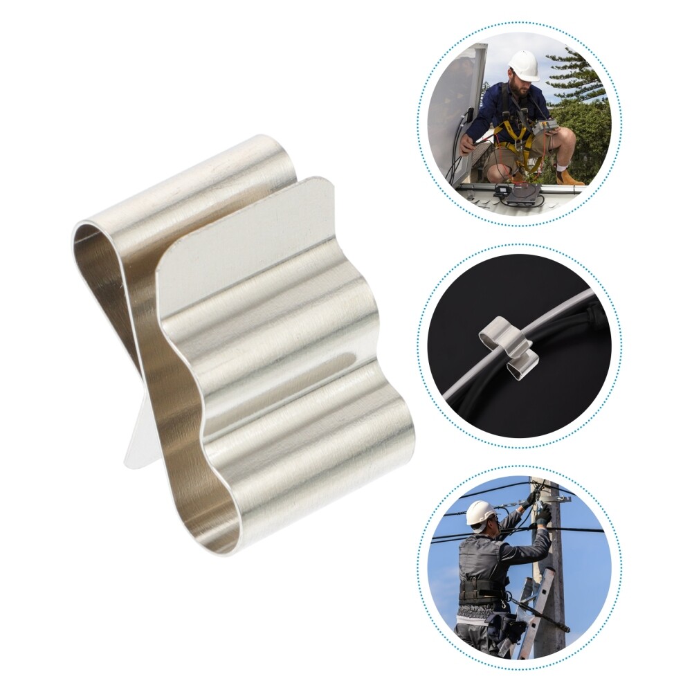 50 Pcs Stainless Steel Pv Clips Batteries Photovoltaic Cable Clamp