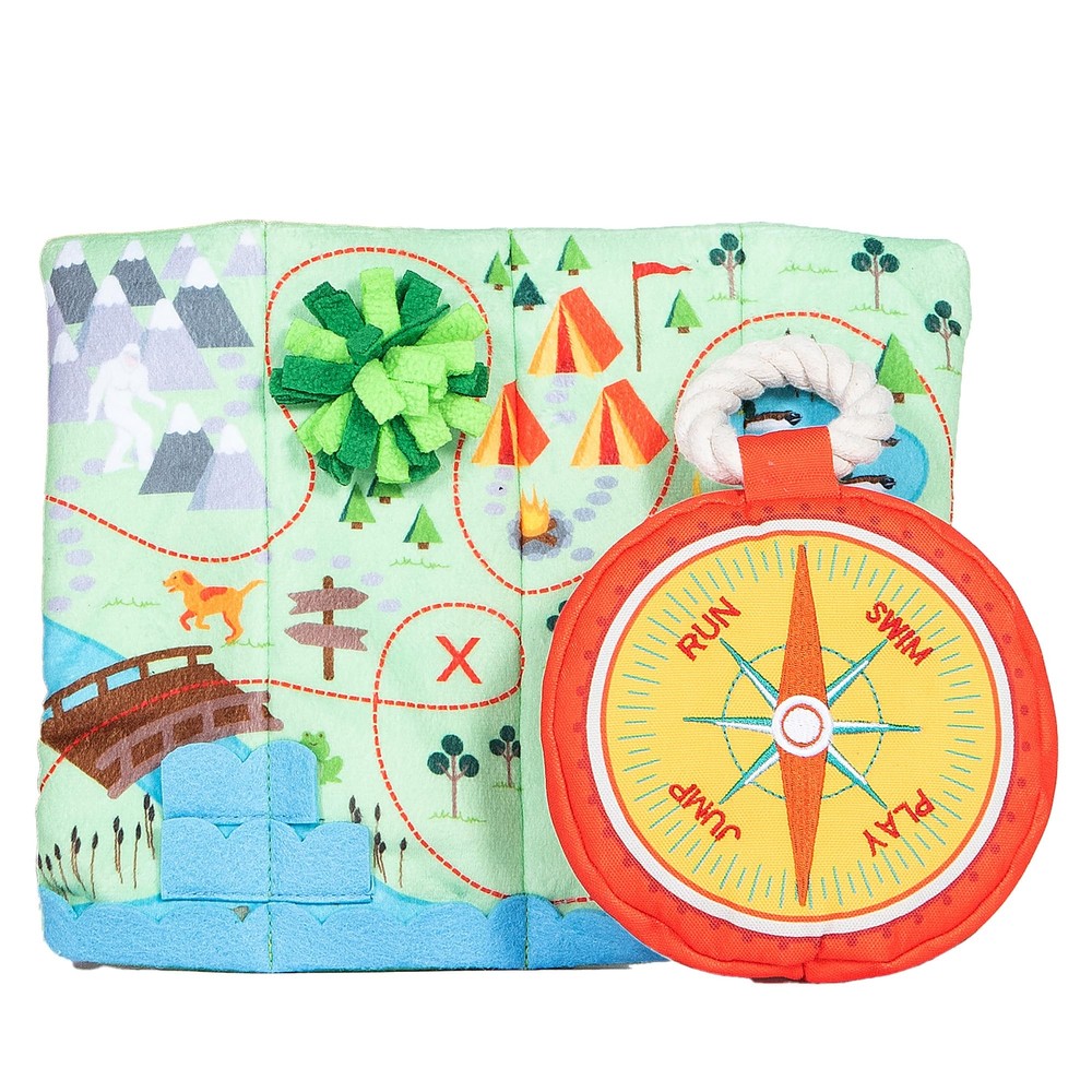 Dog All Trails Lead to Fun 2pc Map and Compass Crinkle & Squeaker Tug and Che...