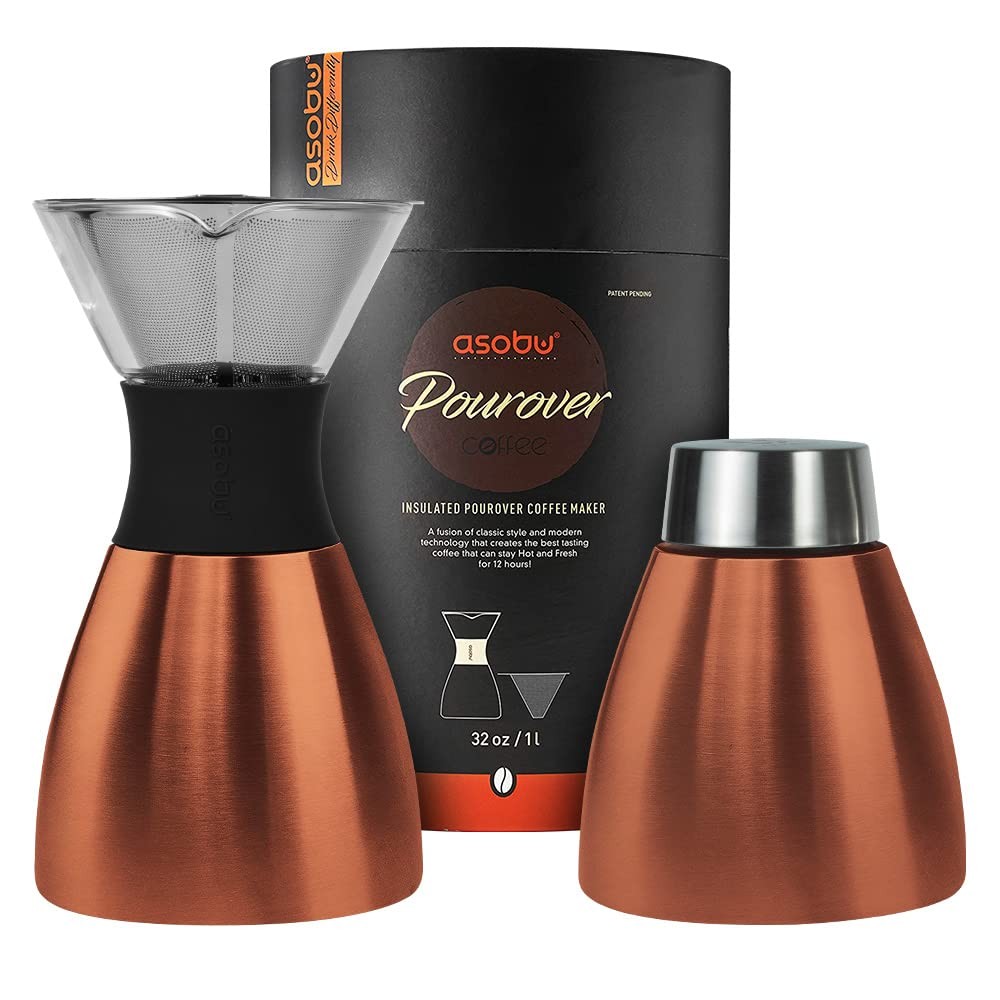 Insulated Pour Over Coffee Maker (32 oz.) Double-Wall Vacuum, Stainless-Steel...