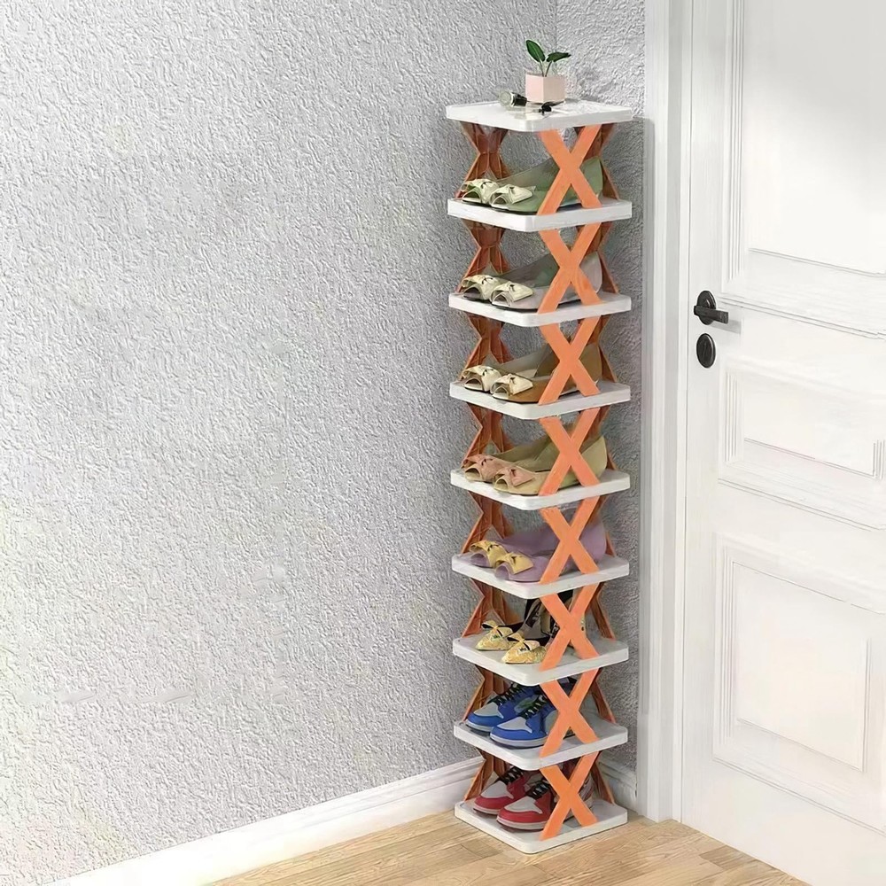 9-Tier Tall Narrow Shoe Rack Space-Saving Vertical Shoe Shelf Organizer