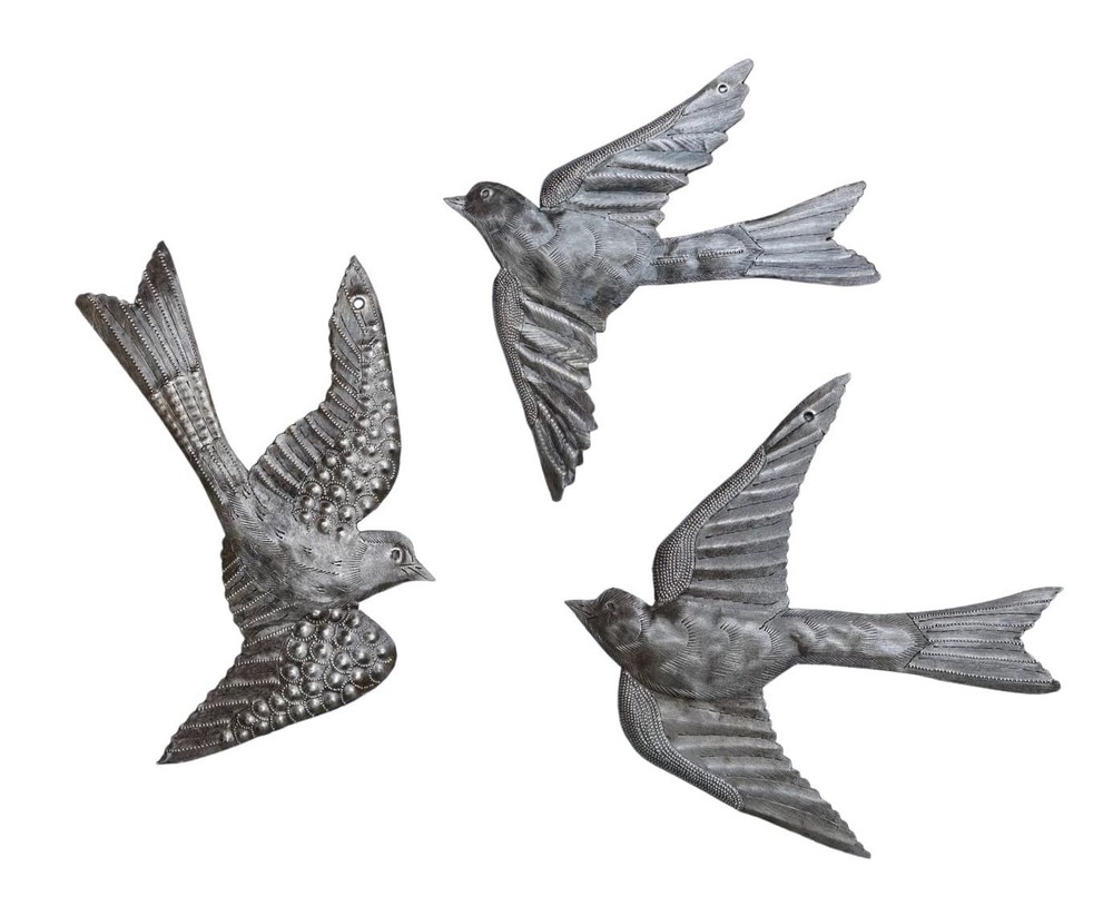Large Metal Birds, Decorative, Ornamental, Set of 3, Wall Hanging, Handmade, ...