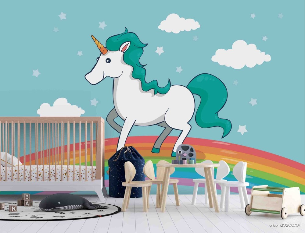 3D Unicorns Rainbow Illustration Wall Murals Wallpaper Murals Wall  10