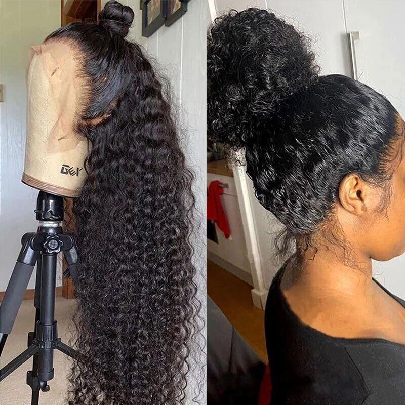 Curly Deep Wave Lace Front Wig Pre Plucked HD Transparent Glueless Human Hair