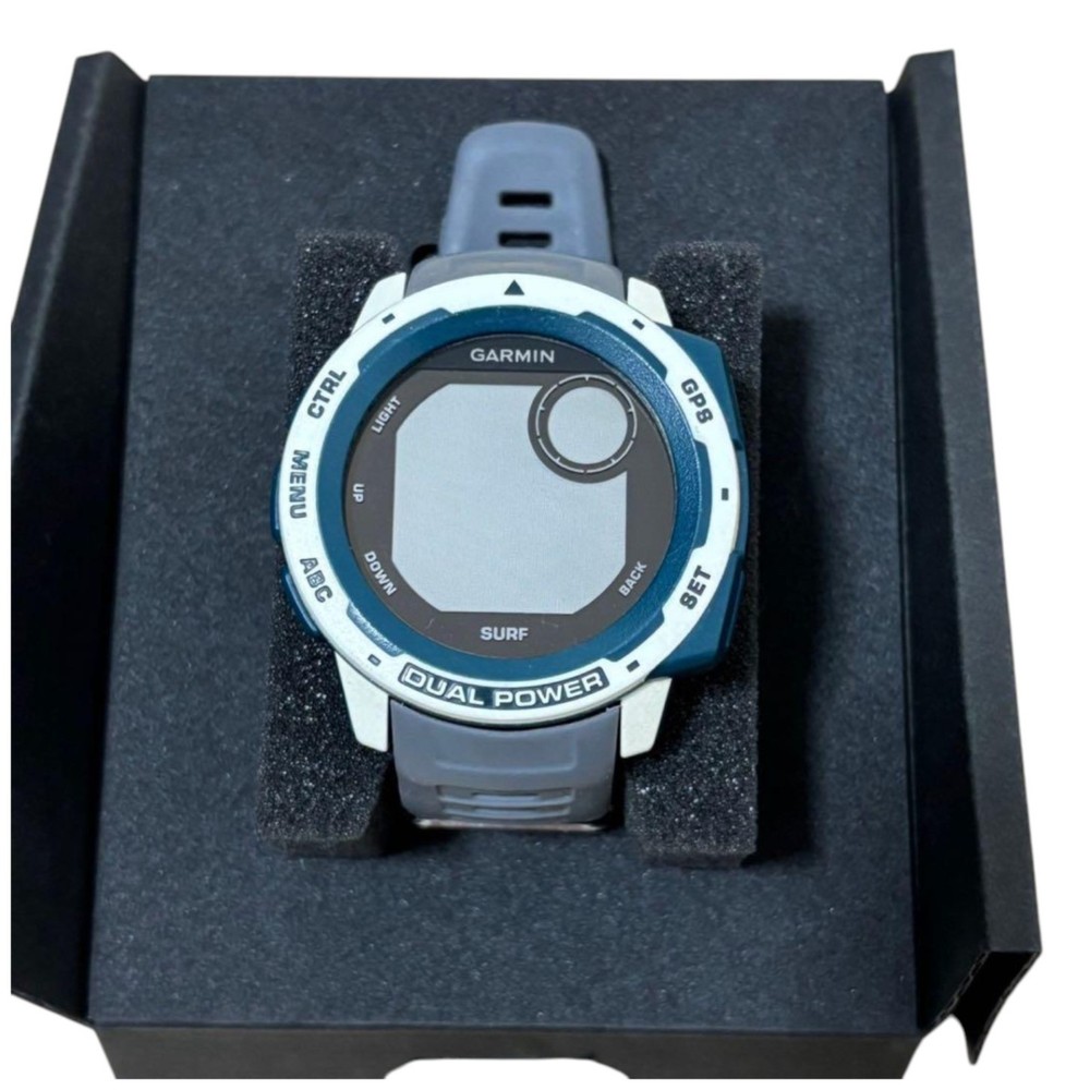 Garmin Dual Power GPS Surf Watch Blue Gray Used Great Condition