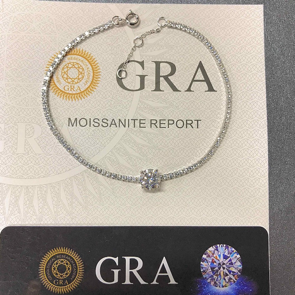 6.5mm Moissanite Tennis Bracelet in 925 Sterling Silver GRA VVS1 for Women