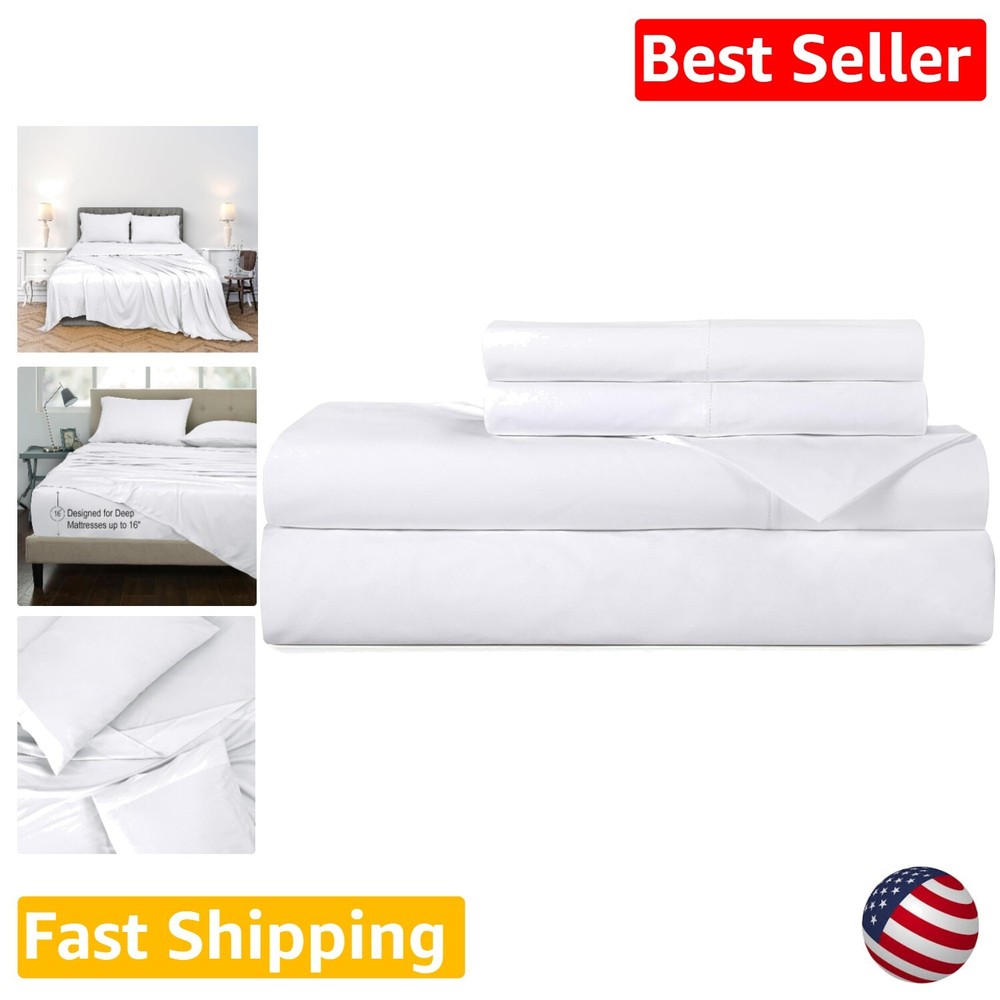 Hypoallergenic Queen Bed Sheet Set - Fade and Shrink Resistant Percale Fabric