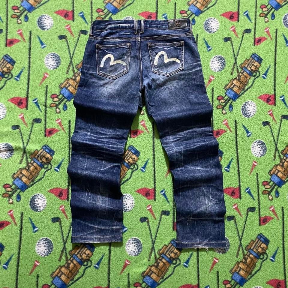 vintage y2k japanese evisu skate straight fit denim jeans white seagull 28x27