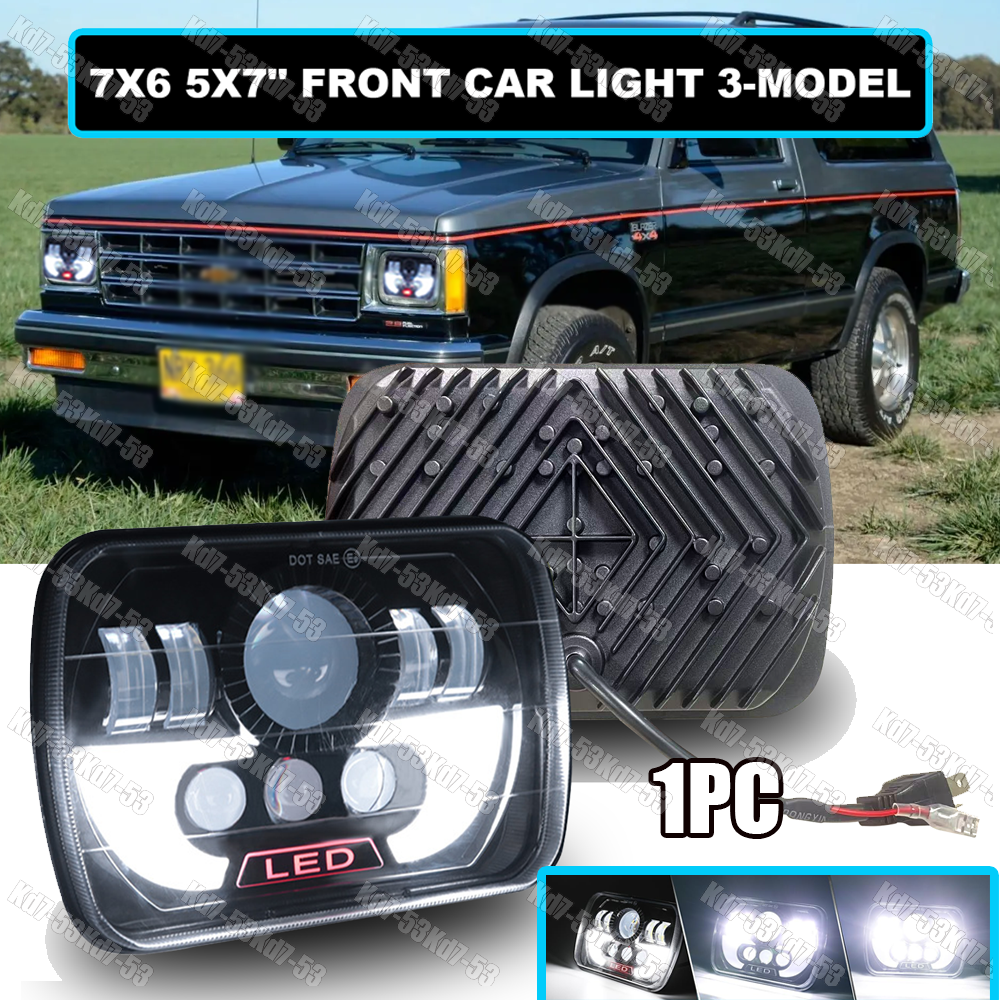7X6 5X7 LED Headlight Halo DRL Hi-Lo For 82-93 Chevy S10 Blazer GMC S15 High Performance