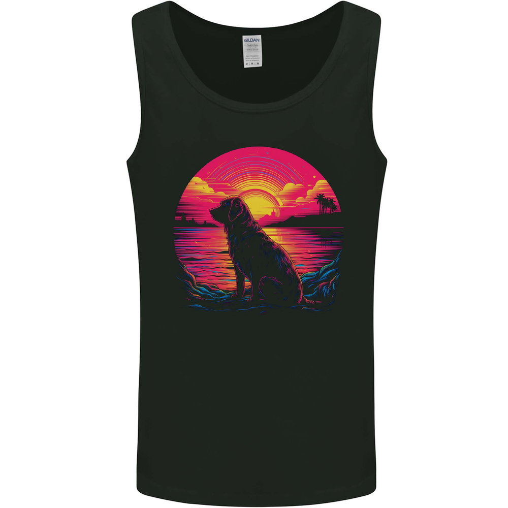 Retrowave Golden Retriever Dog Mens Vest Tank Top