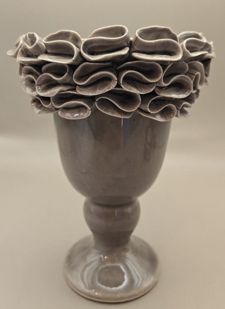 Ruffled Pedestal Vase for Plants or Flowers