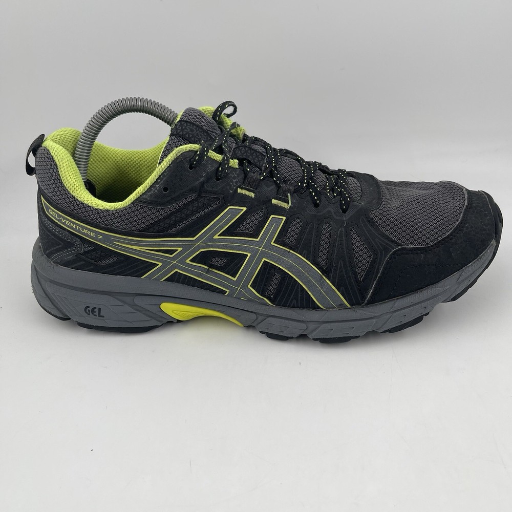 ASICS Men’s Gel Venture 7 Black Grey Yellow Trail Running Shoes - Size 10