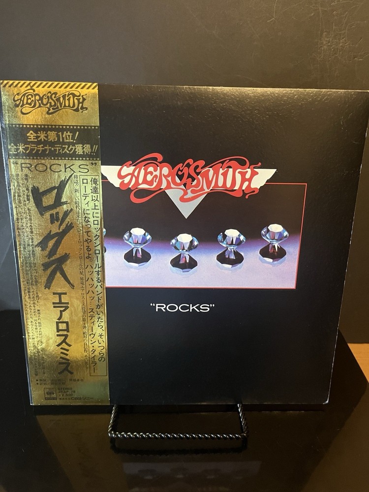 Aerosmith Rocks 1976 Japan 1st Pressing Textured Cover Foil OBI, insert 25AP-78