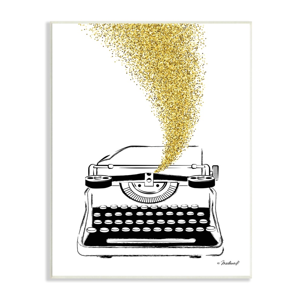 Stupell Vintage Typewriter Illustration Golden Glam Glitz