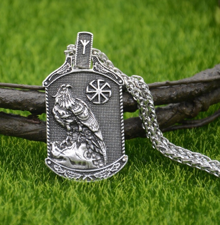 Celtic Viking Eagle Pendant Necklace & Chain Nordic Slavic Symbol Bird of Prey