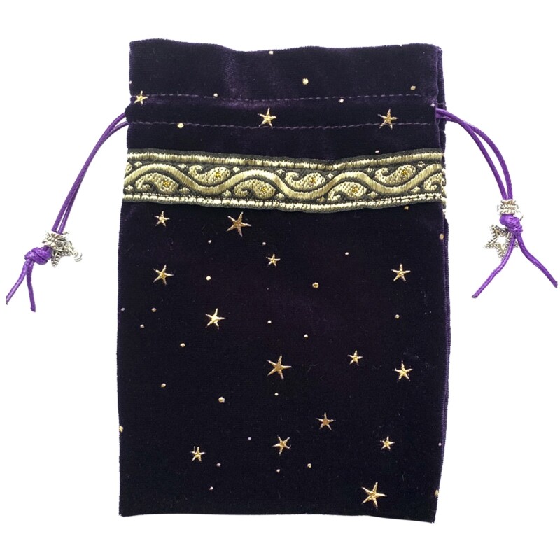 Velvet Tarot Card Bag with Satin Drawstring Pouch for Rune Storage