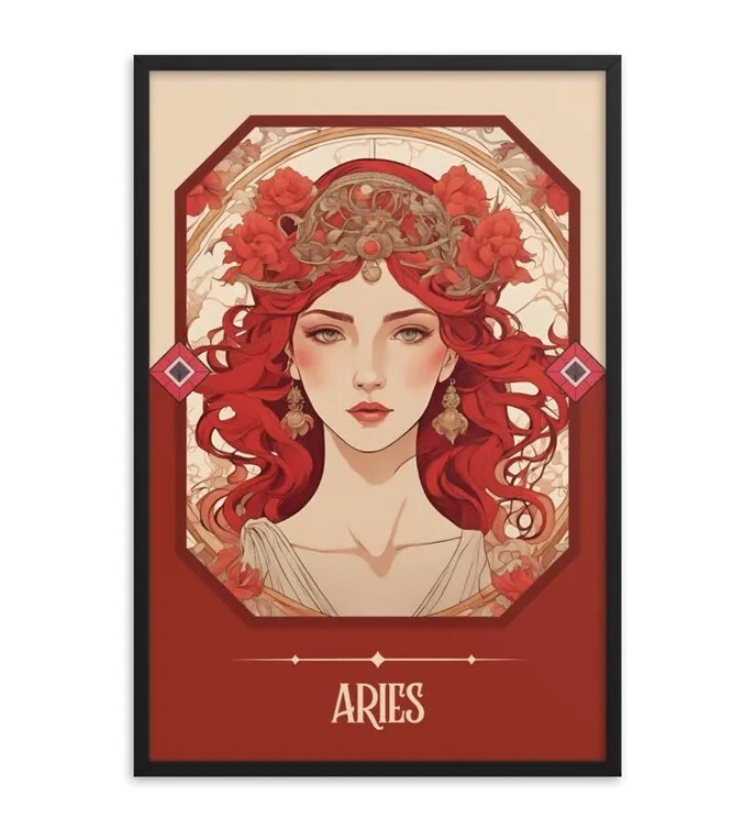 Aries Star Sign Art Print – Art Nouveau Inspired Tarot Woman