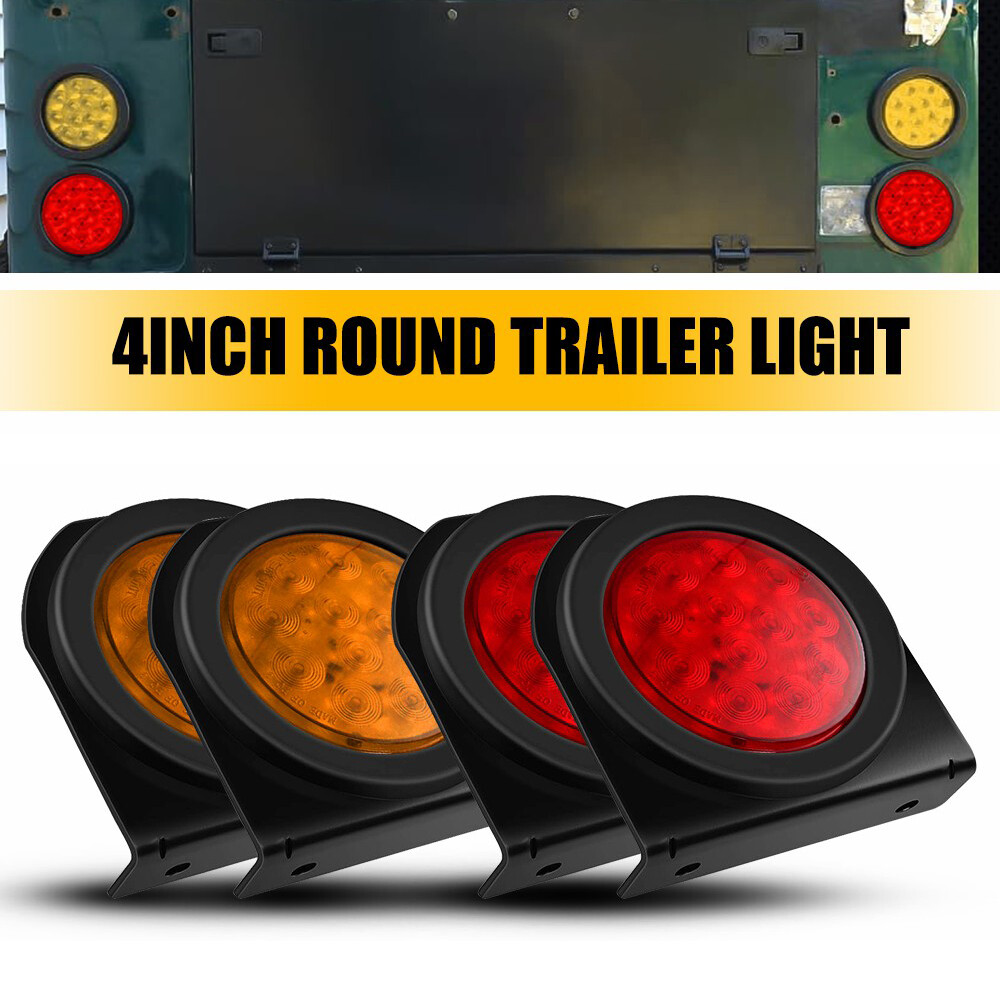 4Inch Red & Yellow Universal 12V Tail Lights with Mounting Bracket
