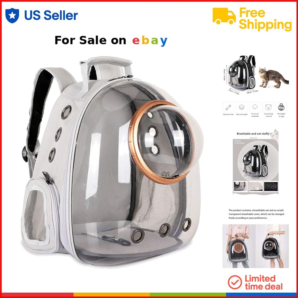 Pet Space Capsule Backpack Acrylic Polyester Small Medium Cat Dog Carrier Travel