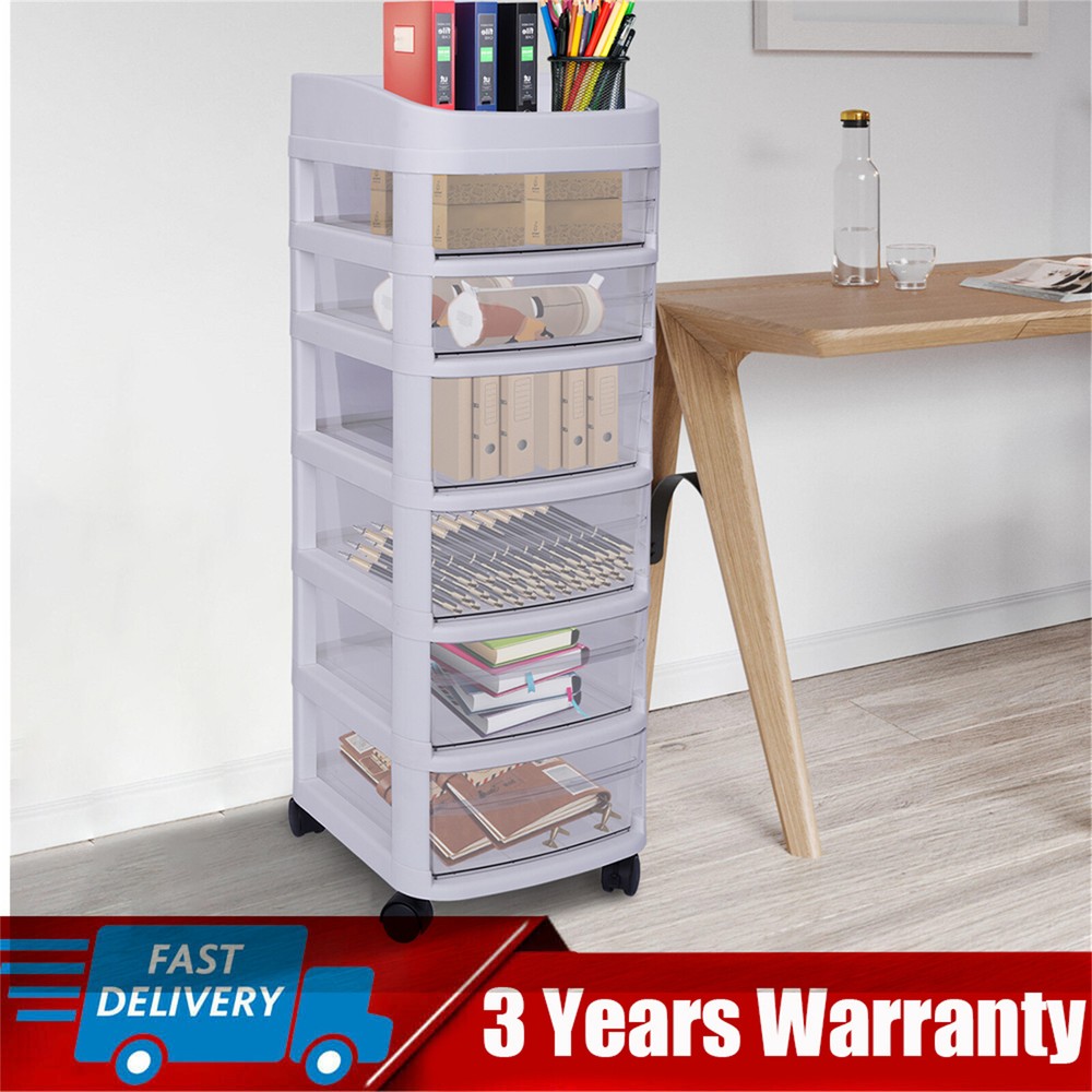 6-Drawer Plastic Rolling Storage Cart with Wheels for Efficient Organization