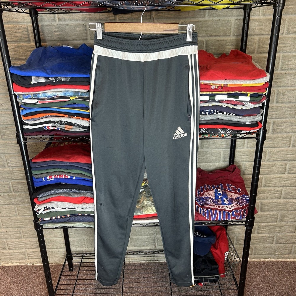 Adidas Mens Dark Gray Heather Essentials 3 Stripes Fleece Sweatpants Size S NWT