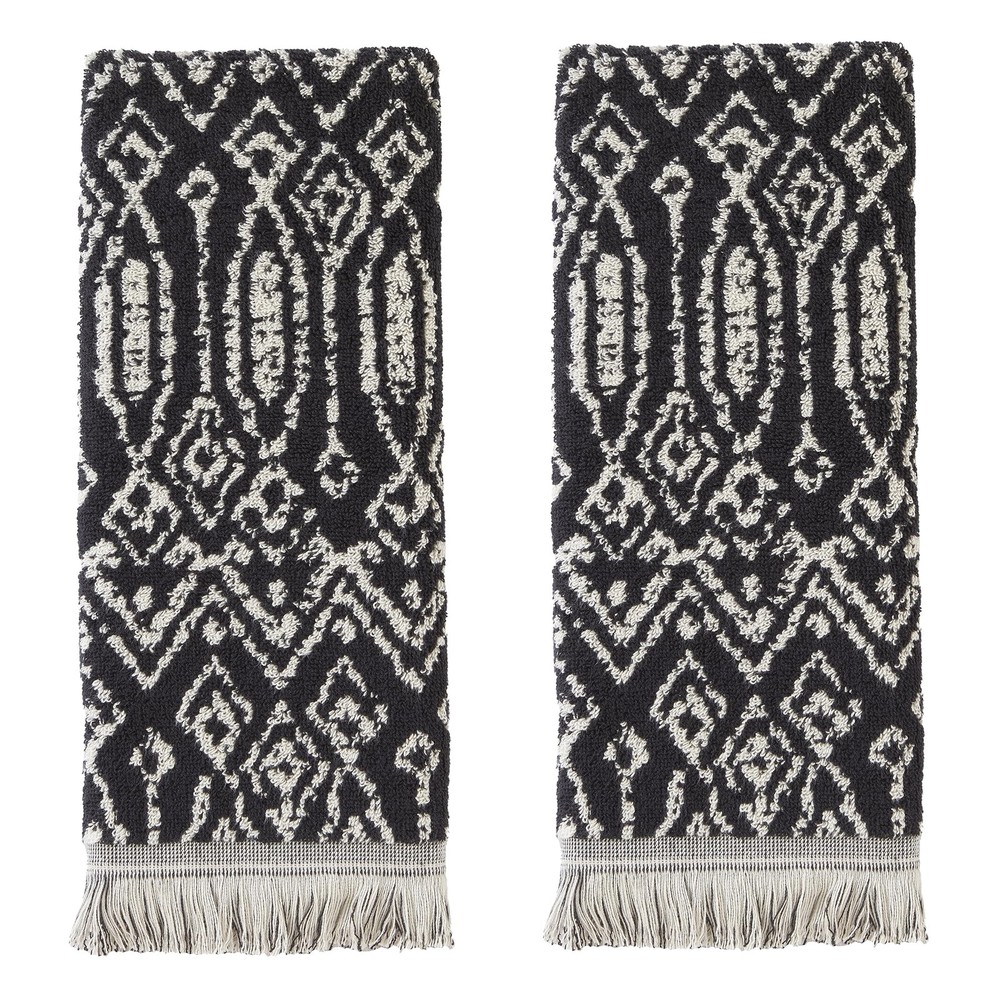 Nador Black Hand Towels 2-Pack Soft Absorbent Bathroom Towels