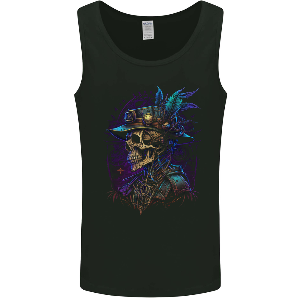 Steampunk Skull Pirate Mens Vest Tank Top