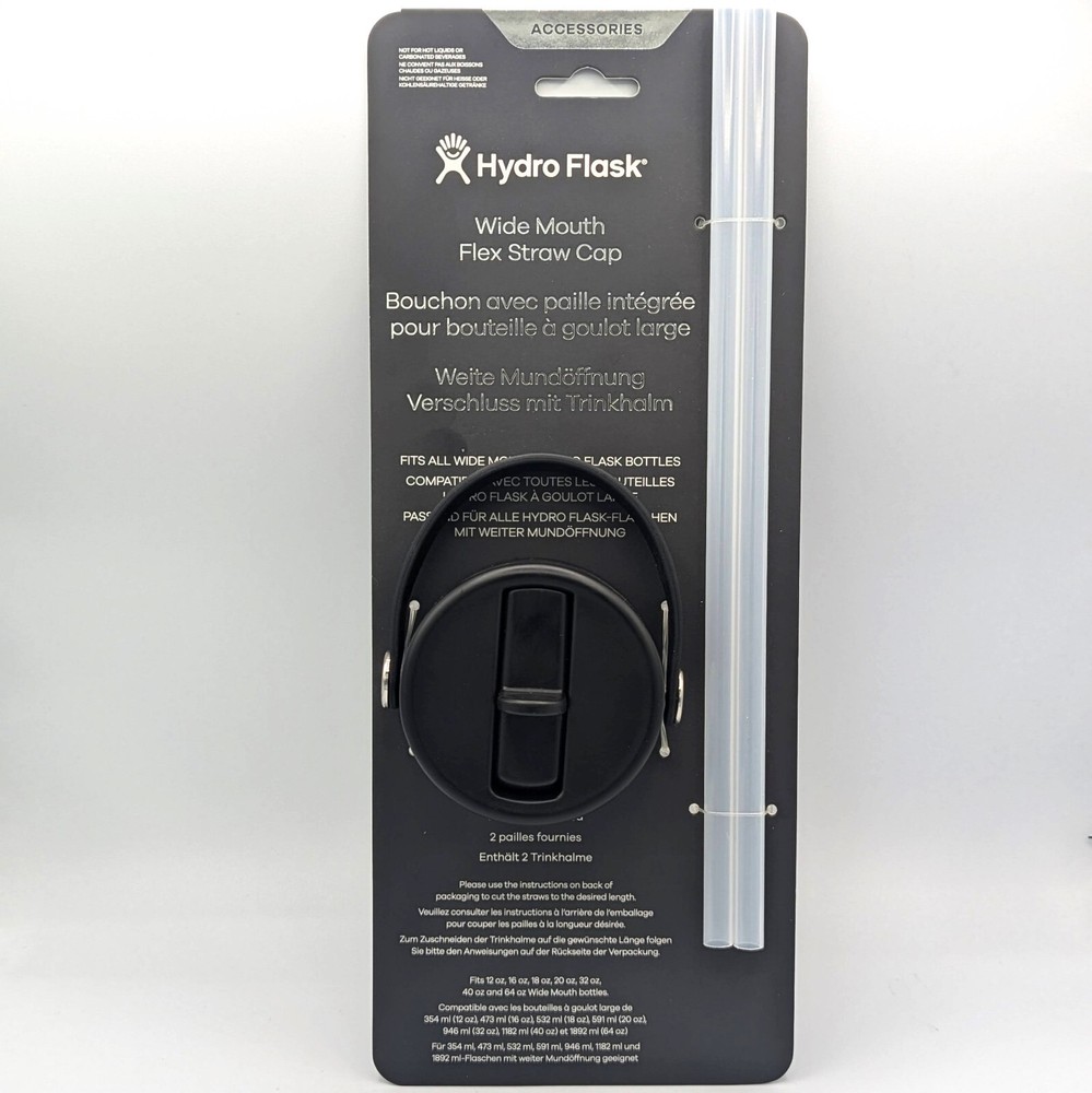 Brand New Hydro Flask Wide Mouth Lid with Flex Straw & 2 Replacement Straws