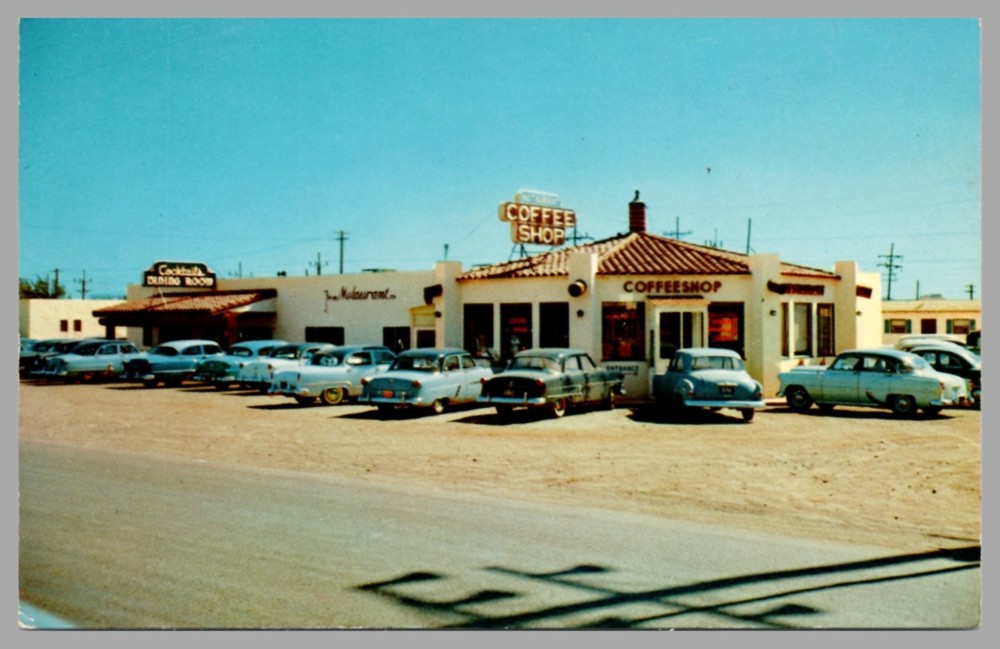 The Motaurant Coffee Shop Highway 66 Holbrook Arizona Chrome c1950 Cars Postcard