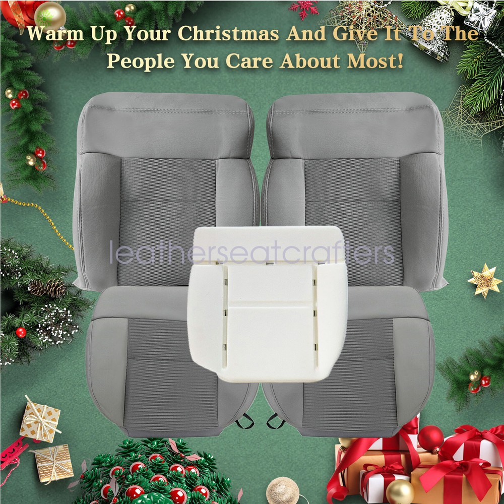 For 2004-2008 Ford F-150 Front Cloth Seat Cover Flint Gray & Driver Foam Cushion