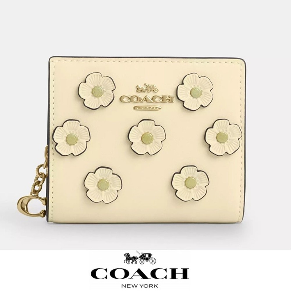 NWT Coach Floral Applique Snap Wallet
