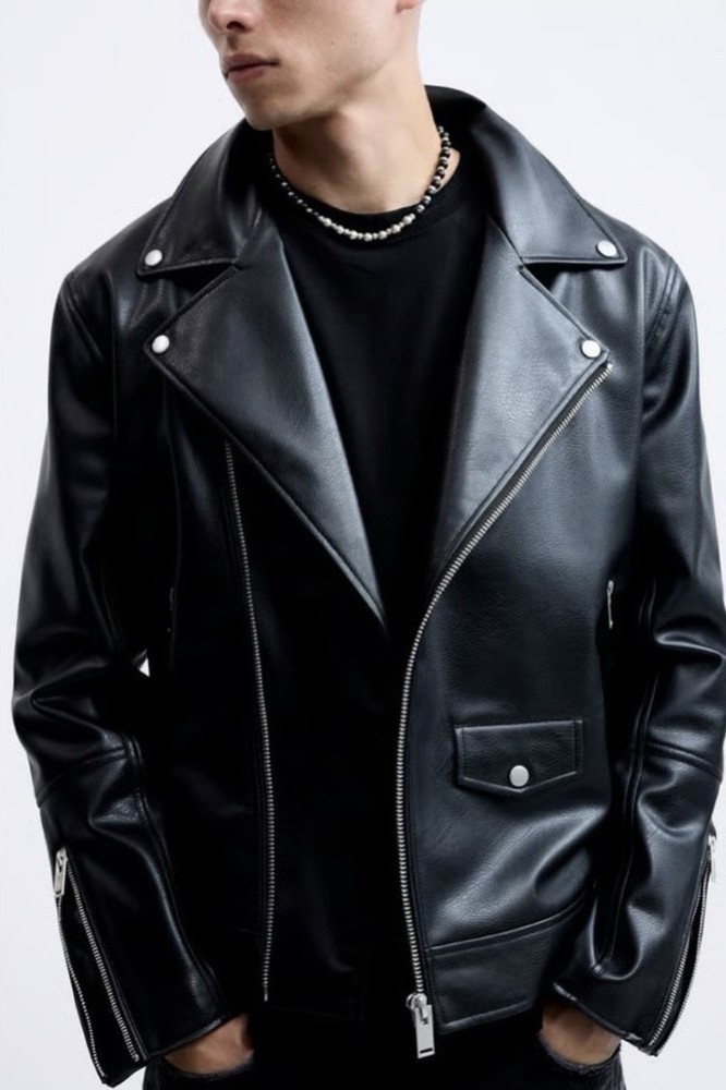 ZARA Men’s Faux Leather Biker Jacket. Size L