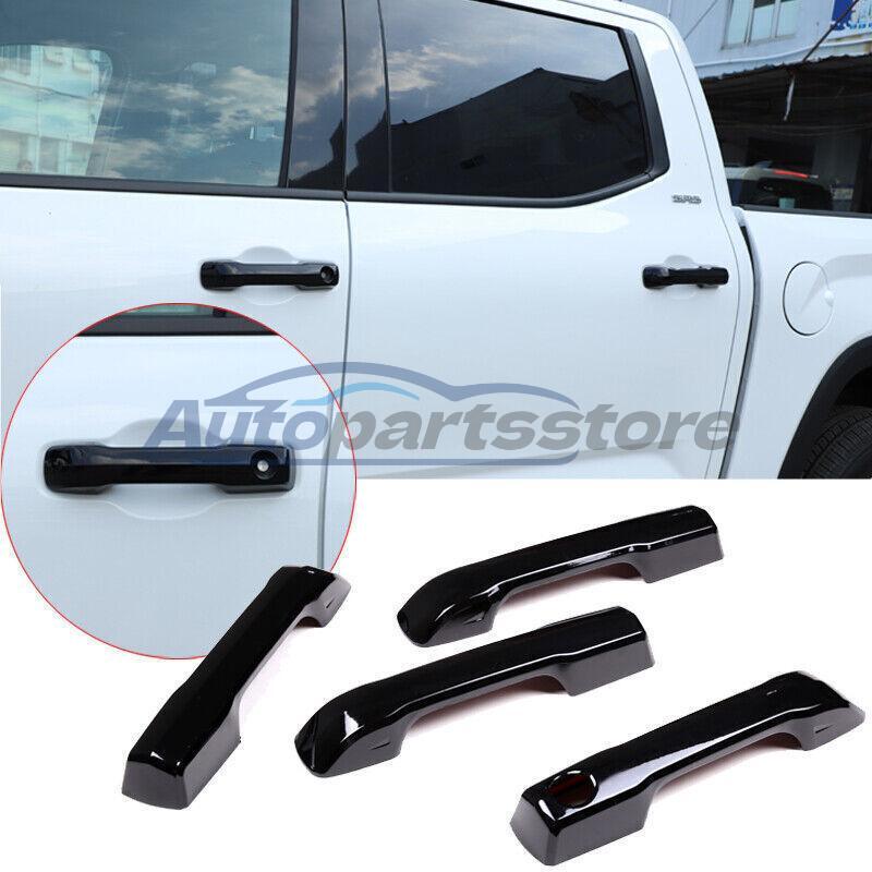 Black Car Exterior Side Door Handle Cover Trim 4pcs For Toyota Tundra 2022-2023
