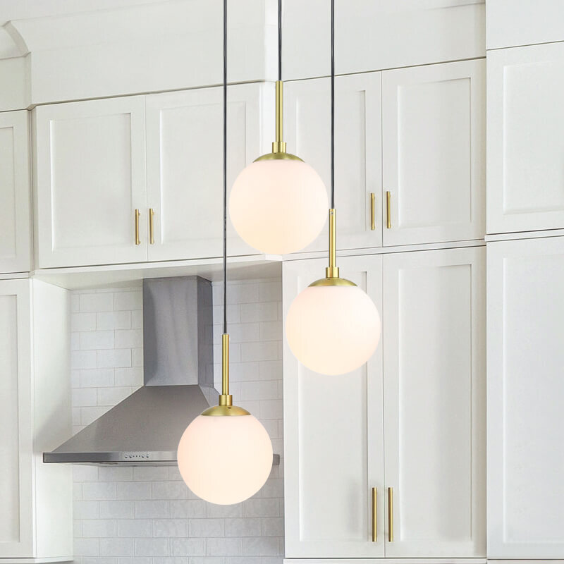 Modern Cluster Ball Pendant Light White Glass Shade Hanging Chandelier Fixture