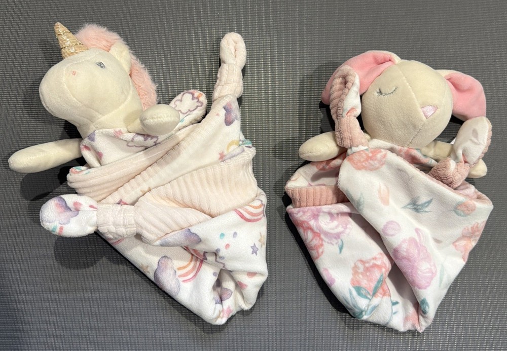 Mary Meyer Little Knottie Lovey Security Blanket, 10 x 10-Inch Unicorn & Bunny