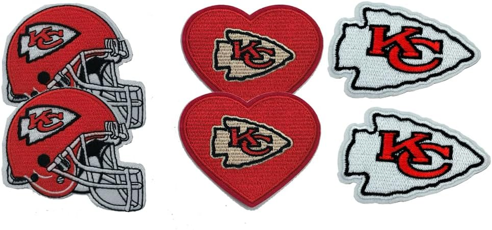 6Pcs Chiefs Logo Iron-On/Sew-On Patches for Clothes, Hats, and DIY Projects!