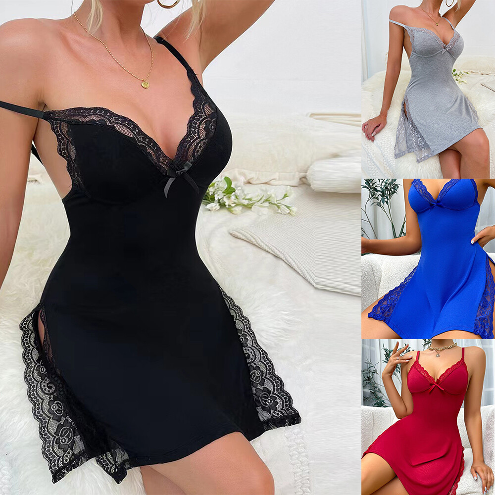 Sexy Lingerie Lace Cotton/Silk Dress Womens Underwear Babydoll Nightwear Pajamas