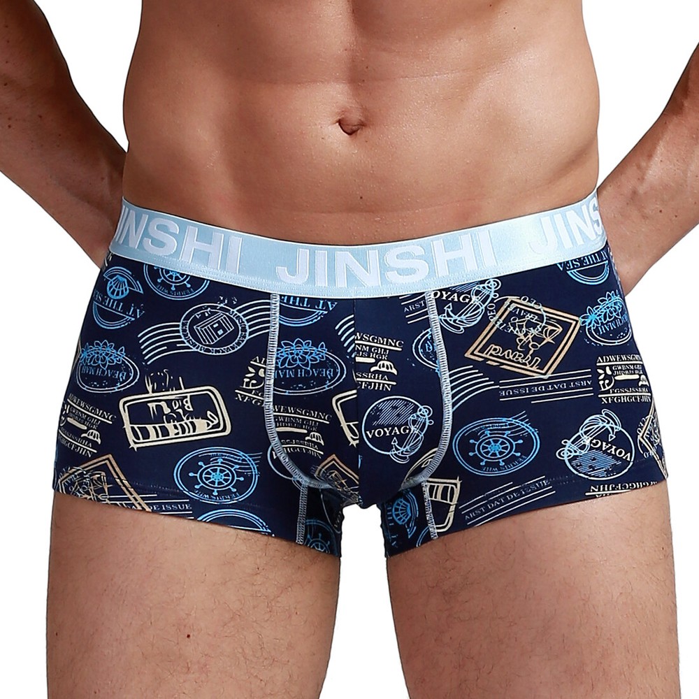 Mens Short Boxer Briefs Personality Print Soft Comfort Fit Breath Underwear