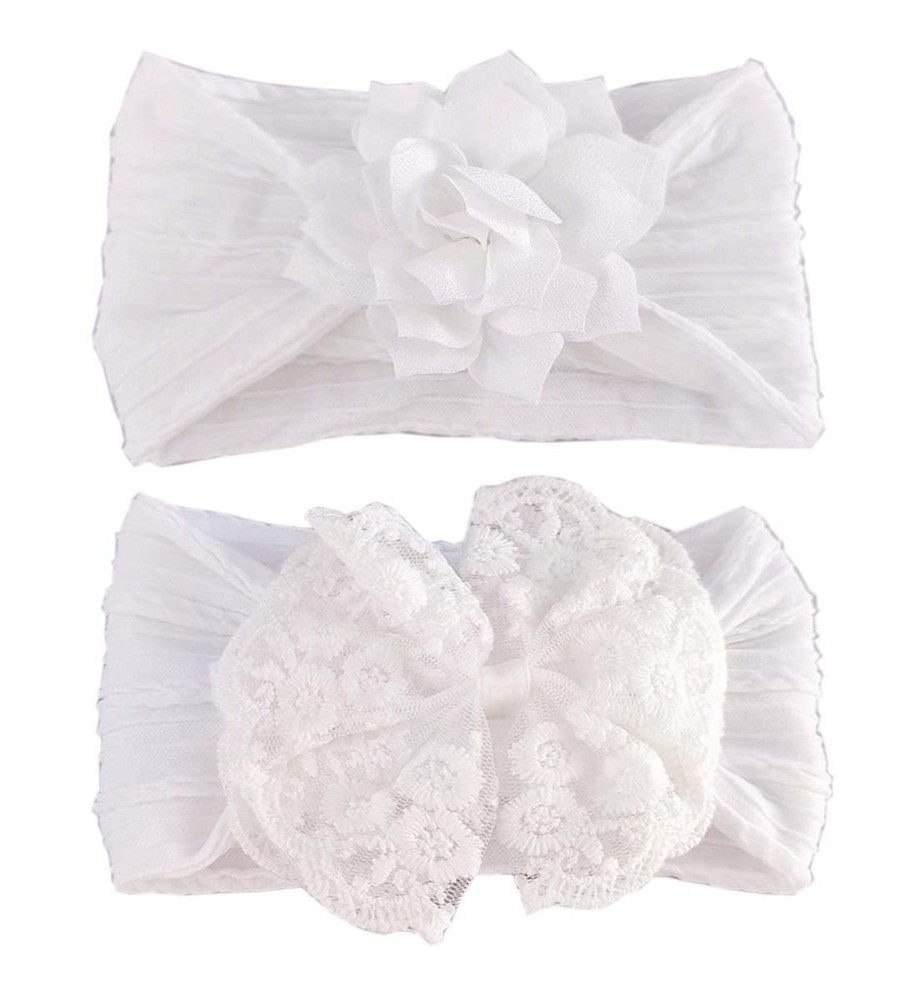 ZCYYYS Baby Baptism Headband Lace Bow 1 Count (Pack of 1), White Set