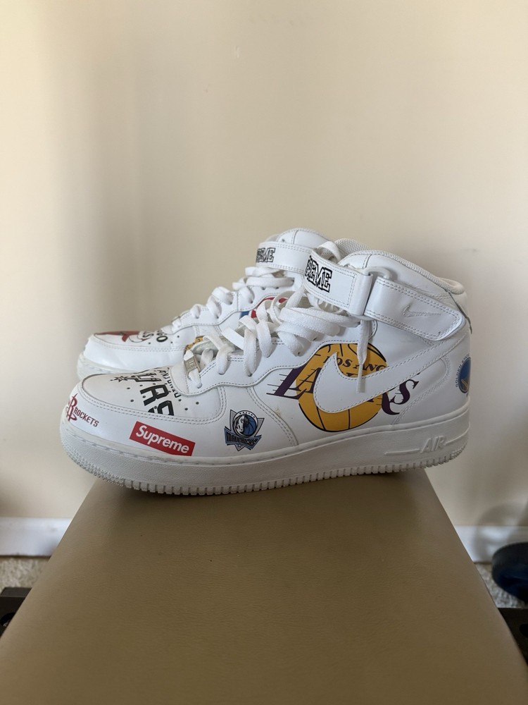 Nike Air Force 1 Supreme NBA High Top Limited Edition White Multicolor Leather