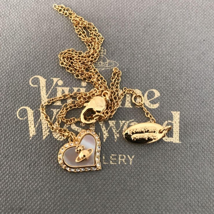 Vivienne Westwood Petra Necklace Pendant Gold Shell Heart No Box Japan New F/S