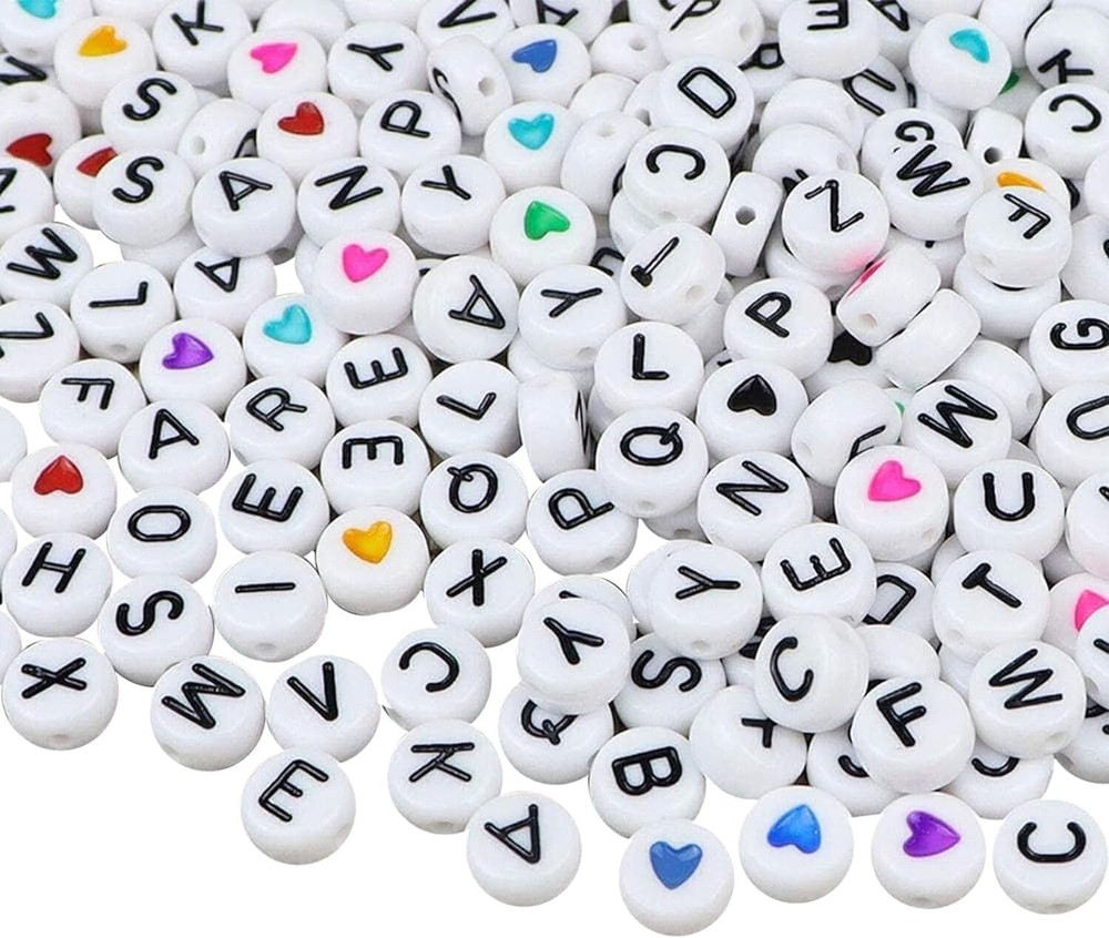 1500 Pcs Letter Beads for Friendship Bracelets Making Kit, 4x7mm, white
