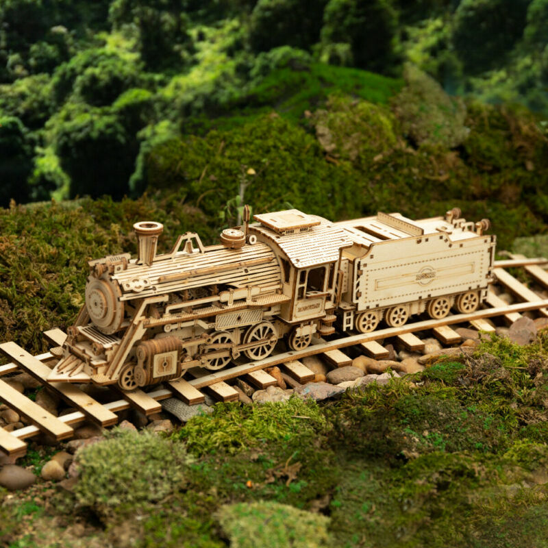 ROKR 3D Wooden Puzzle 1:80 Scale Model Train Prime Steam Express,Stem Puzzles US