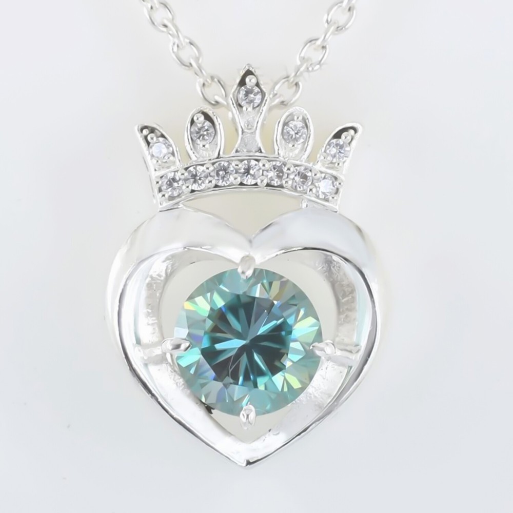 2.60 Ct Certified Round Cut Blue Diamond Pendant In 14k White Gold For Gift