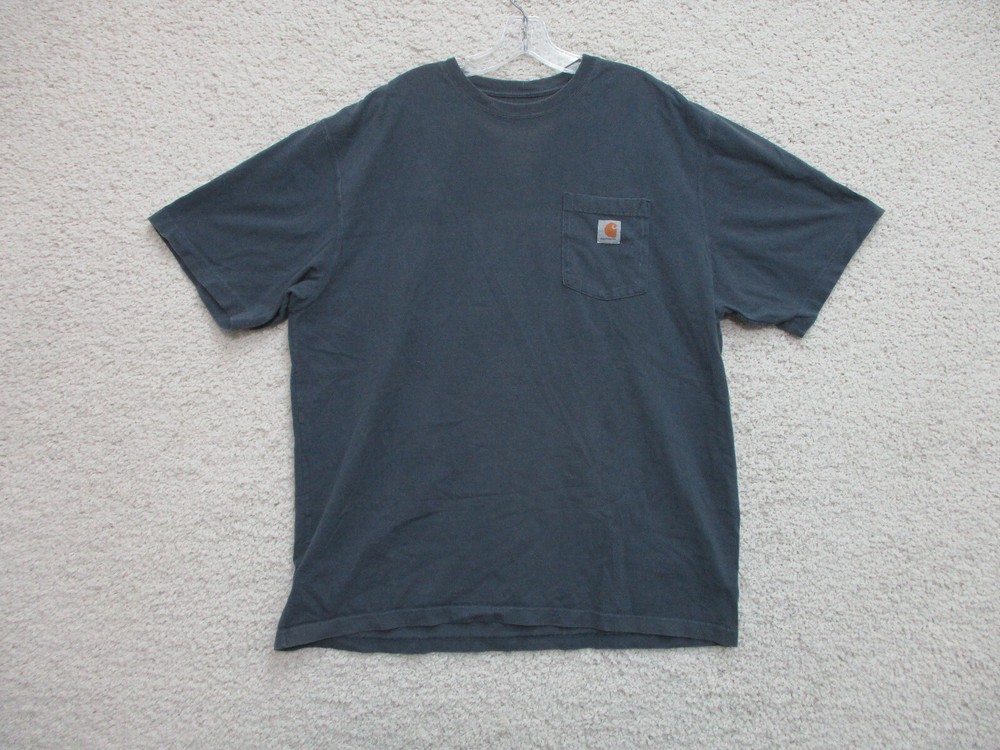 Carhartt Shirt Extra Large Adult Navy Blue Original Fit Logo Pocket Casual Mens