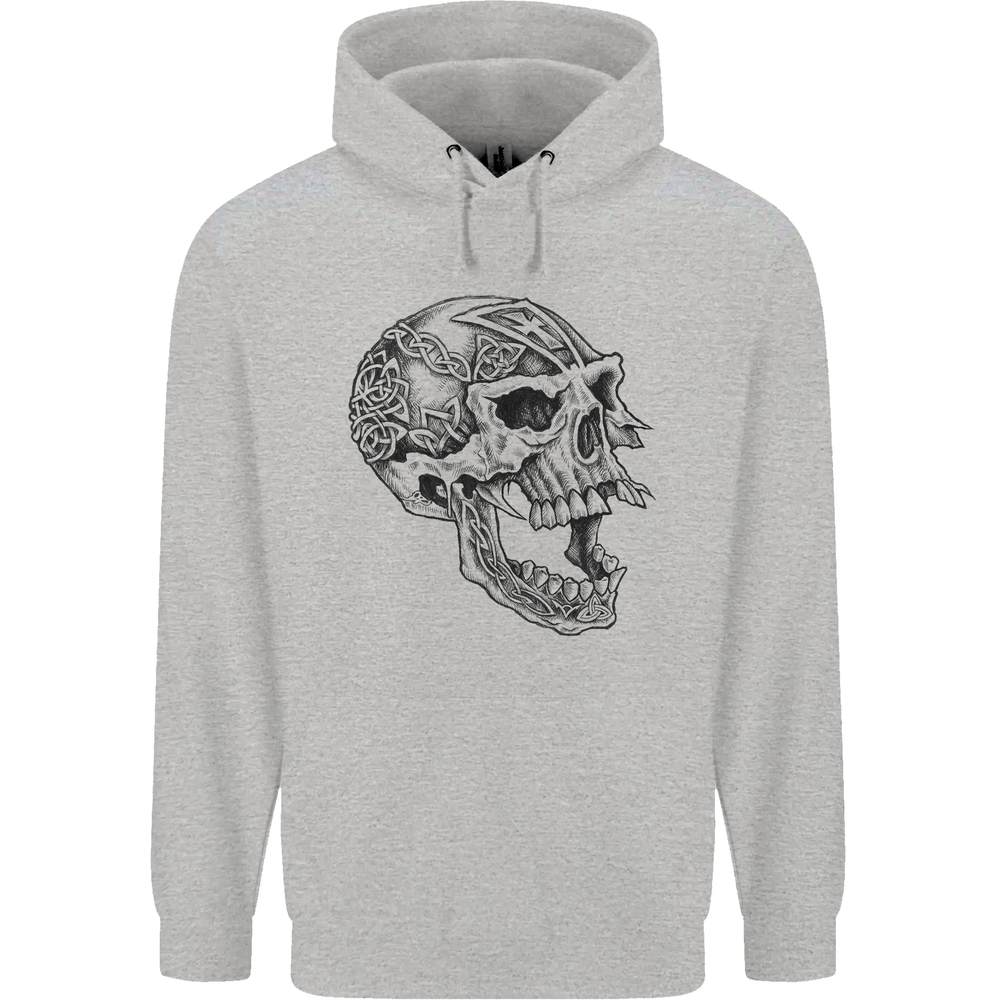 Viking Skull Symbols Mens 80% Cotton Hoodie