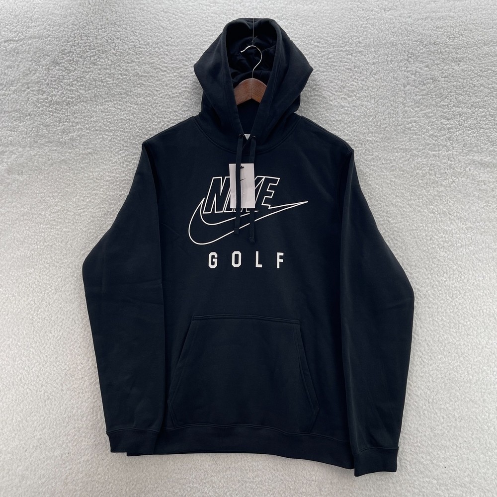 Nike Hoodie Mens Medium Black Club Fleece Golf Pullover Sweatshirt Sweater Sport