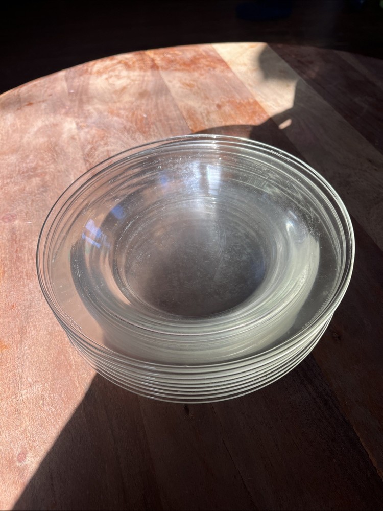 ForteCrisa Mexico 8-Piece Clear Glass Soup Salad Bowls 8.5 Inch Set