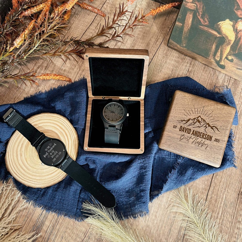 Personalised Wooden Watch & Walnut Box