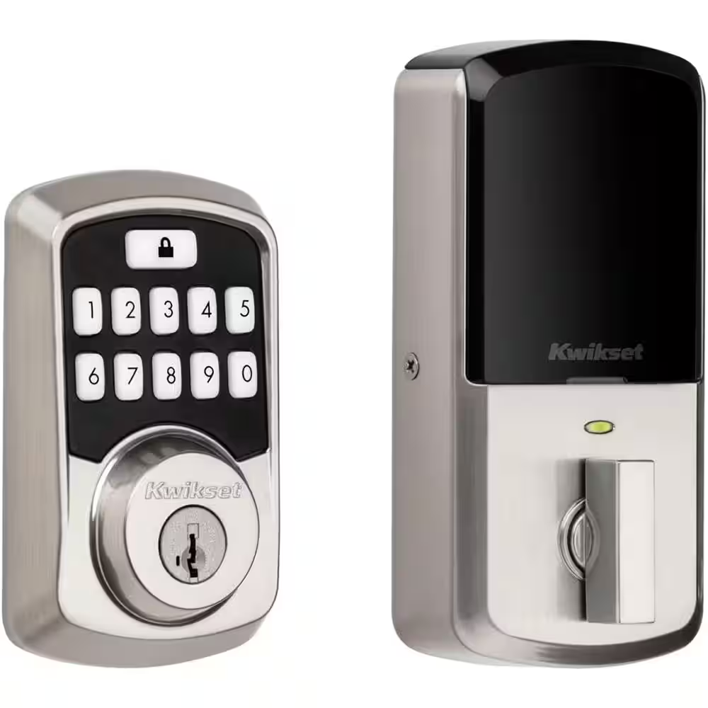 Kwikset Aura Satin Nickel Smart Lock Deadbolt with Bluetooth Keypad and SmartKey Technology